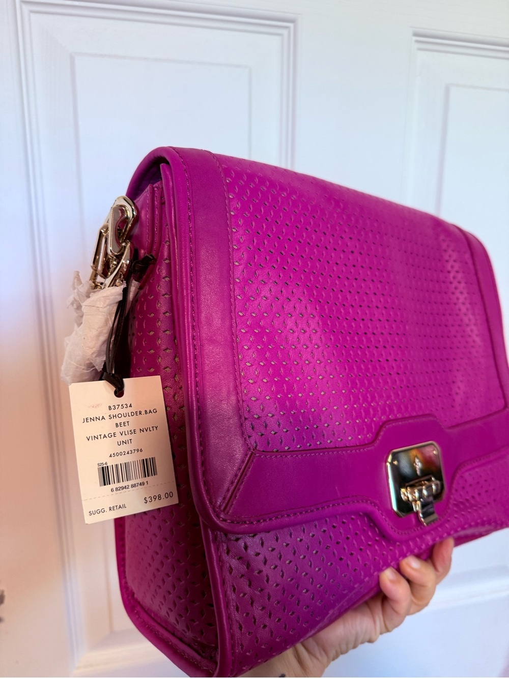 Cole Haan Beet Pink Perforated Shoulder Bag